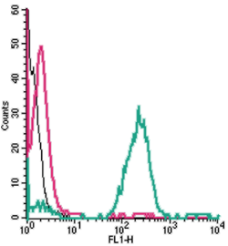 Cell surface detection of EMR1 (F4/80) by indirect flow cytometry in live intact human THP-1 monocytic leukemia cells: