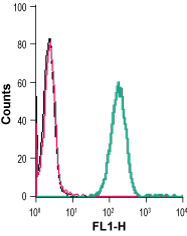 Indirect flow cytometry of live intact human THP-1 monocytic leukemia cells: